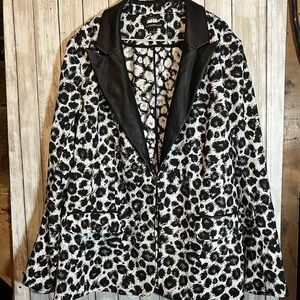 Lane Bryant Leopard Hook Closure 6 Button‎ Leather Tuxedo Collar Blazer 20